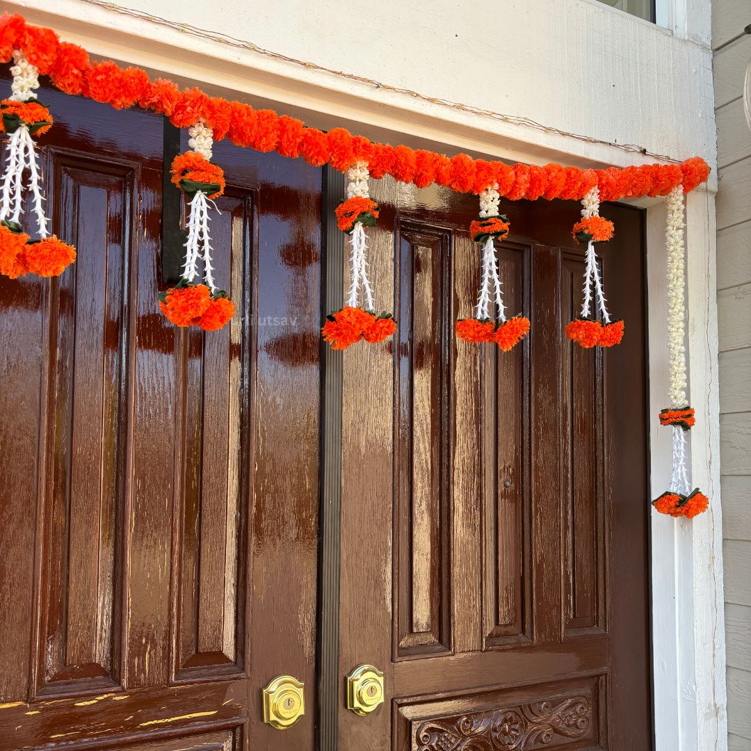 Marigold Mogra Leaf Toran - 3FT or 5FT Green Leaf Bandhanwar