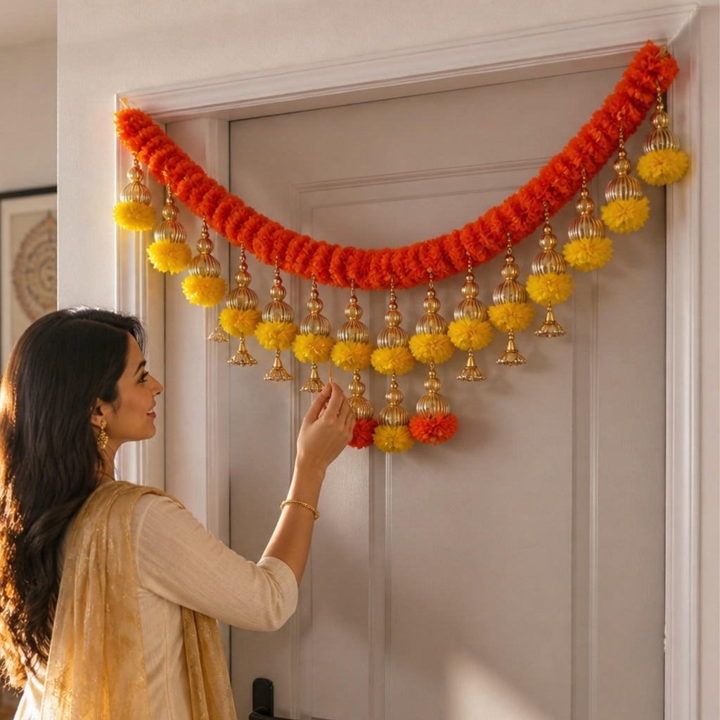 3FT Toran Bandhanwar with 5 Designs - Marigold and Pearl