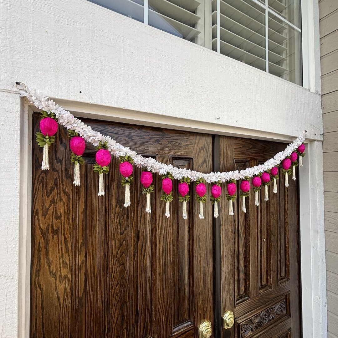 Jasmine and Pink Bud Toran - 3FT or 5FT Door Bandhanwar