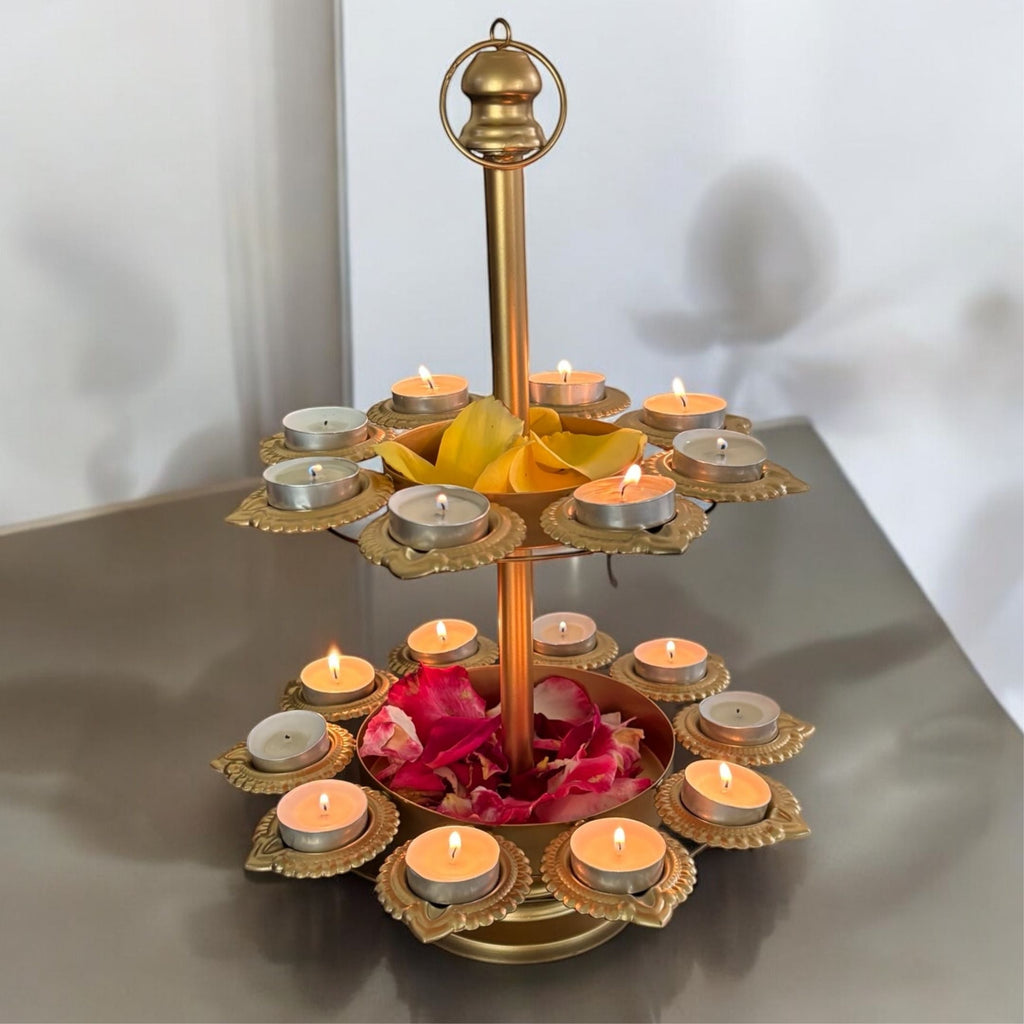 Two Layer Diya Urli - 18 Candle Holders