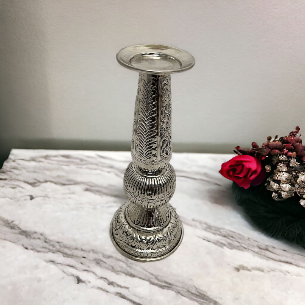 12-Inches Candle Holder Set | Antique Silver