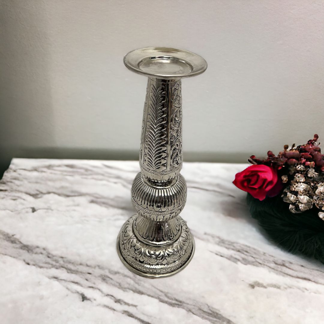 12-Inches Candle Holder Set | Antique Silver