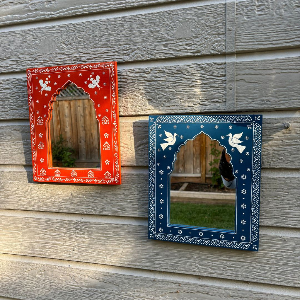 Hand-Painted Jharokha Mirror – 12x10 Inches, 8 Colours
