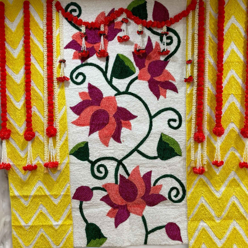 Wool Lotus Backdrop - 3-Panel Wedding & Pooja Backdrop, 5 Designs