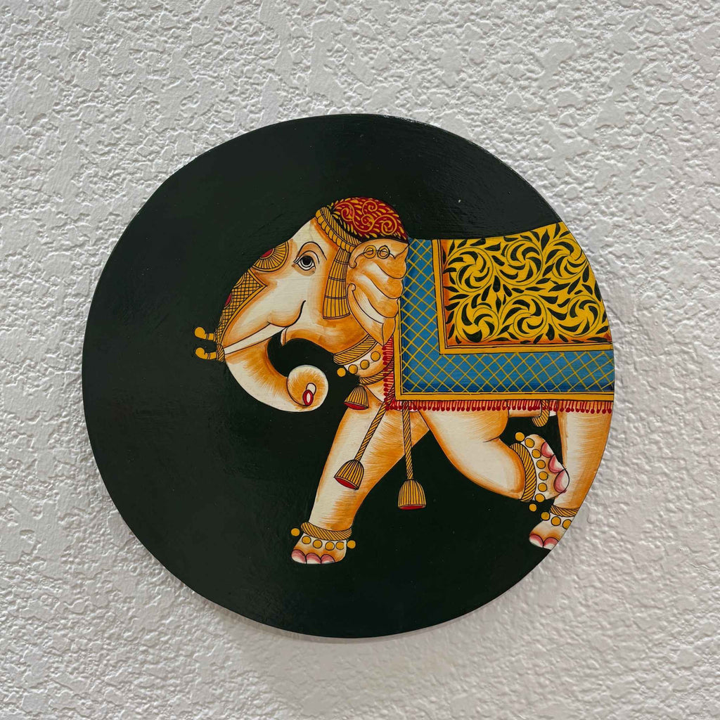 Boho Wall Plate - 10-Inch Hand-Painted Portraits & Elephants