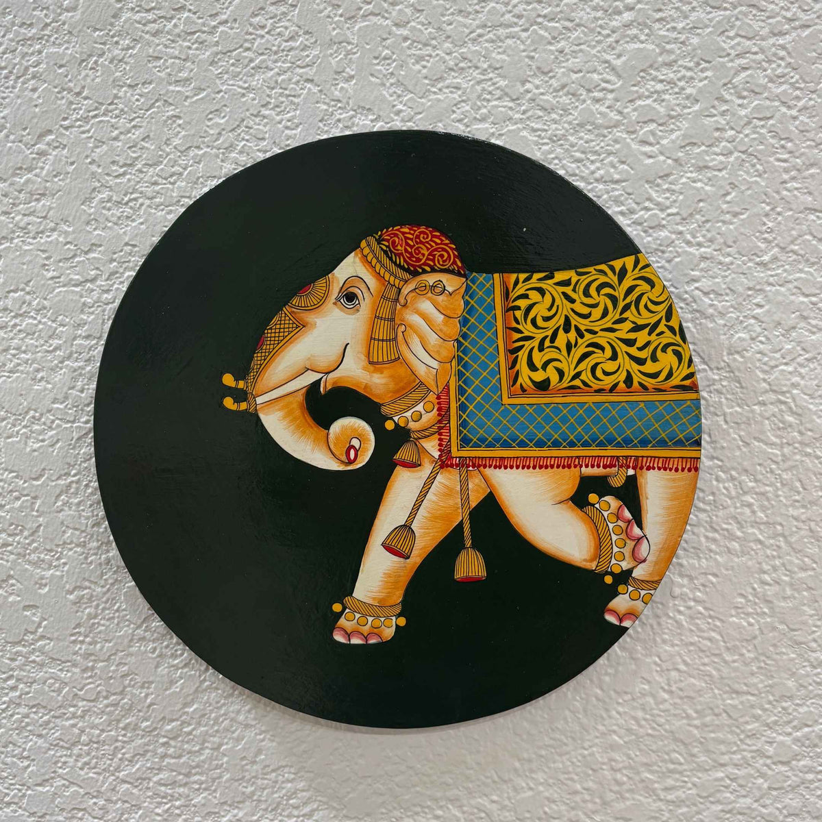 Boho Wall Plate - 10-Inch Hand-Painted Portraits & Elephants