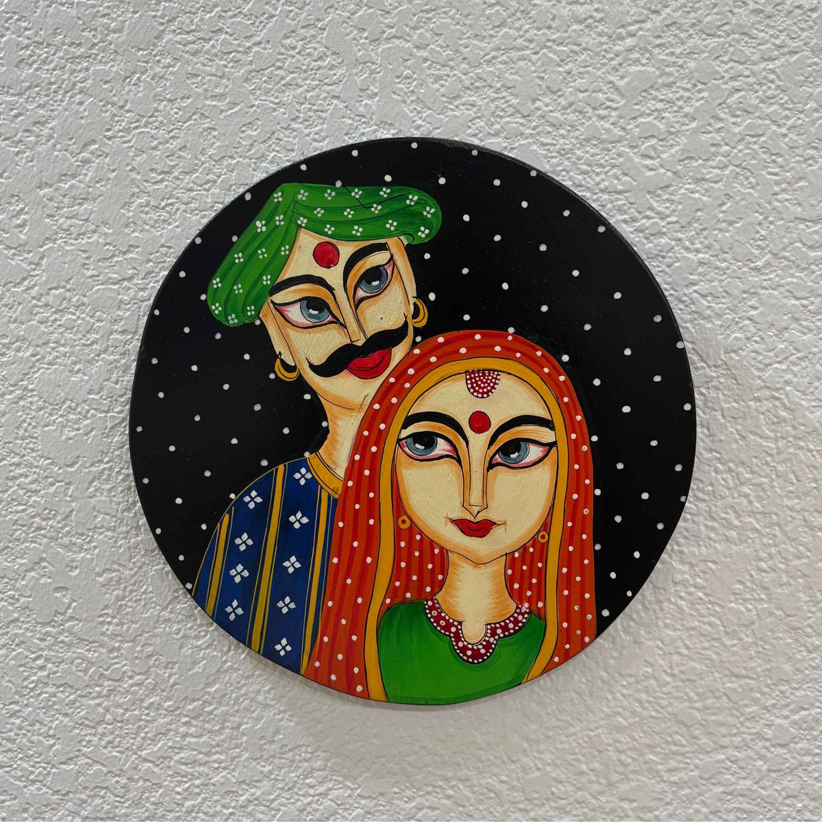 Boho Wall Plate - 10-Inch Hand-Painted Portraits & Elephants