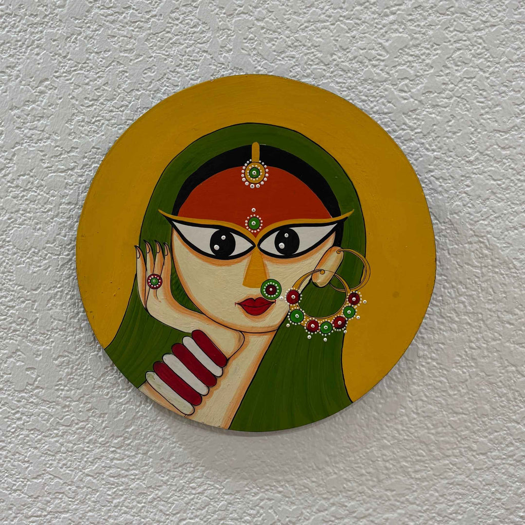 Boho Wall Plate - 10-Inch Hand-Painted Portraits & Elephants