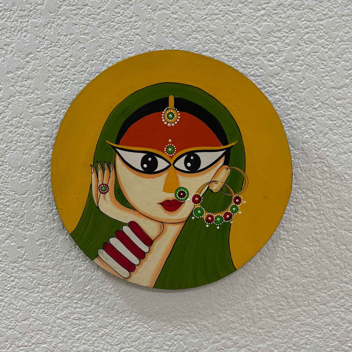 Boho Wall Plate - 10-Inch Hand-Painted Portraits & Elephants