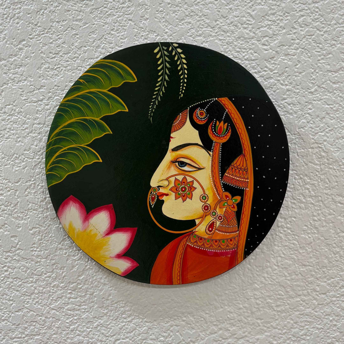 Boho Wall Plate - 10-Inch Hand-Painted Portraits & Elephants