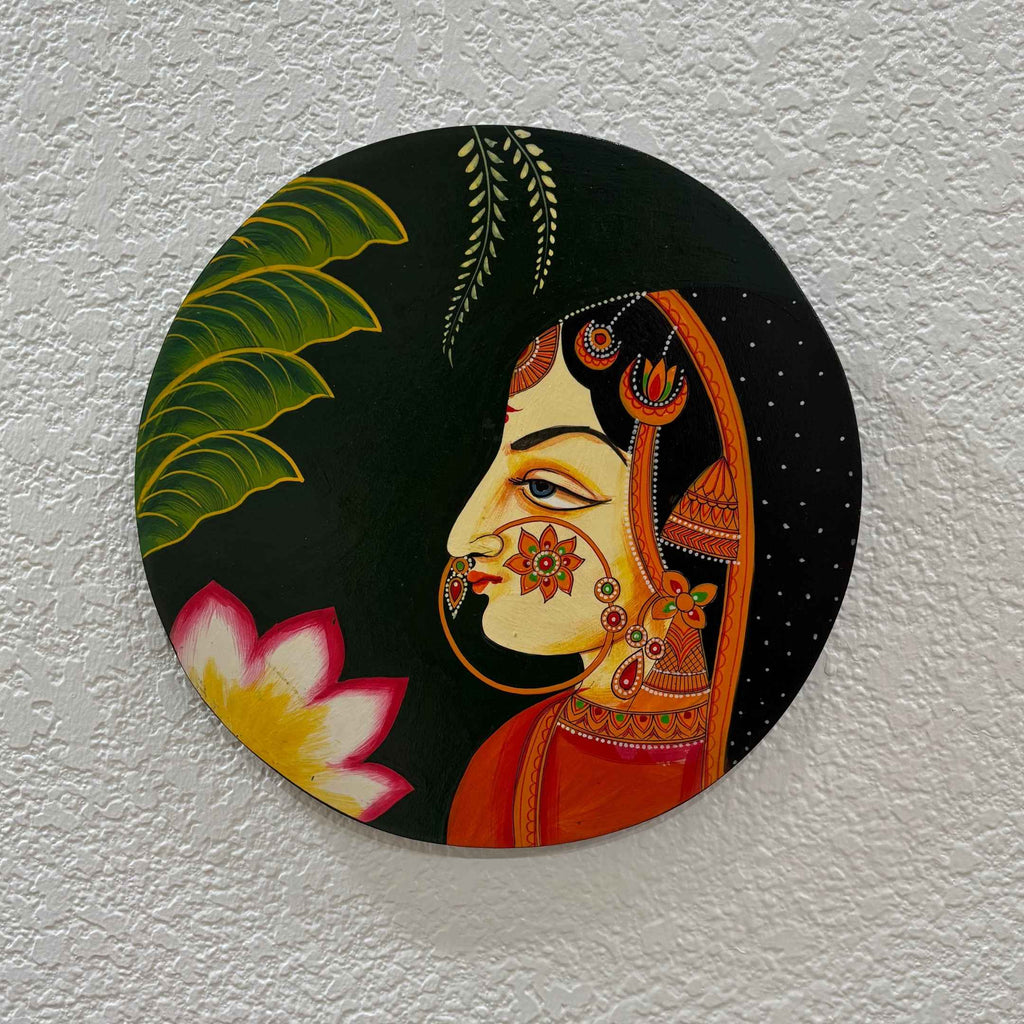 Boho Wall Plate - 10-Inch Hand-Painted Portraits & Elephants