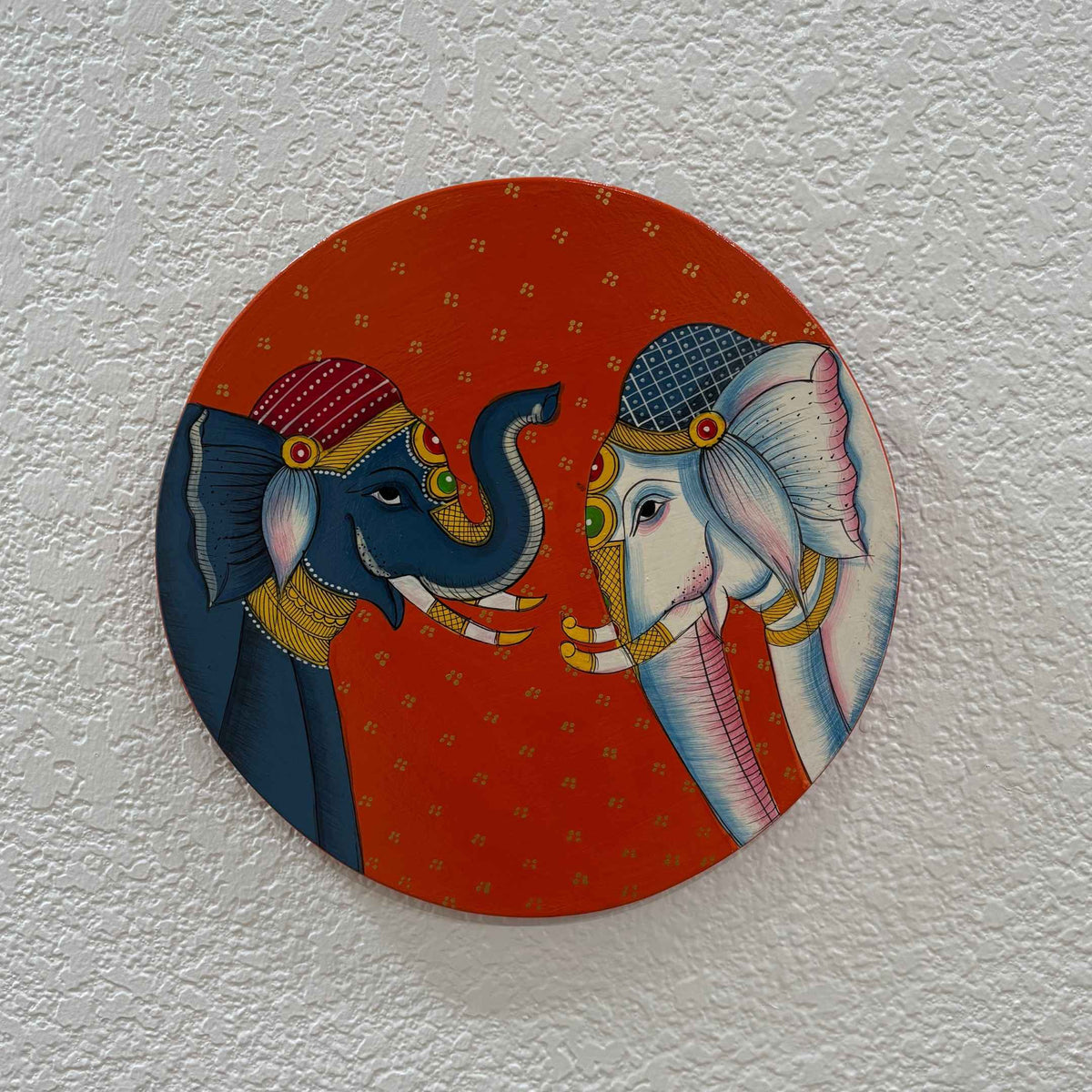 Boho Wall Plate - 10-Inch Hand-Painted Portraits & Elephants