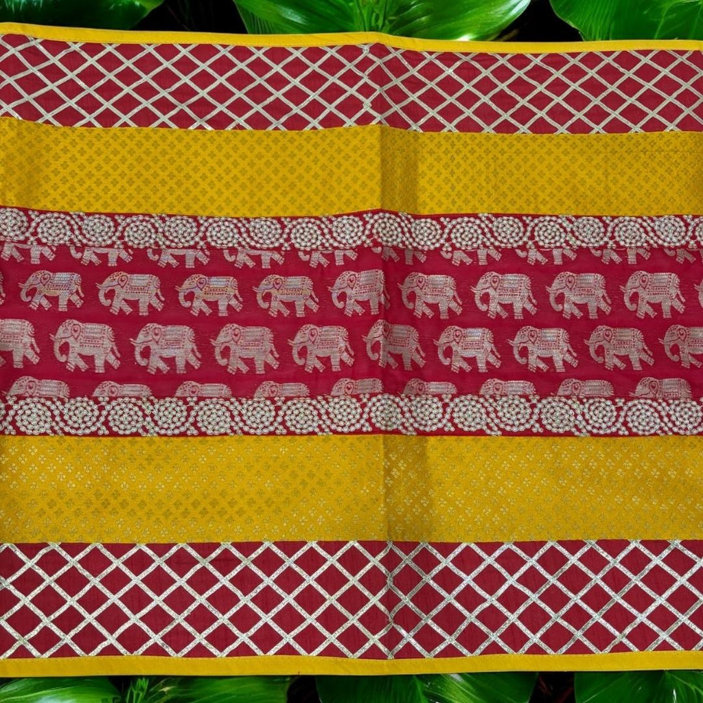 Silk Brocade Pooja Aasan Set - 54x24 Runner & Two 24x24 Mats