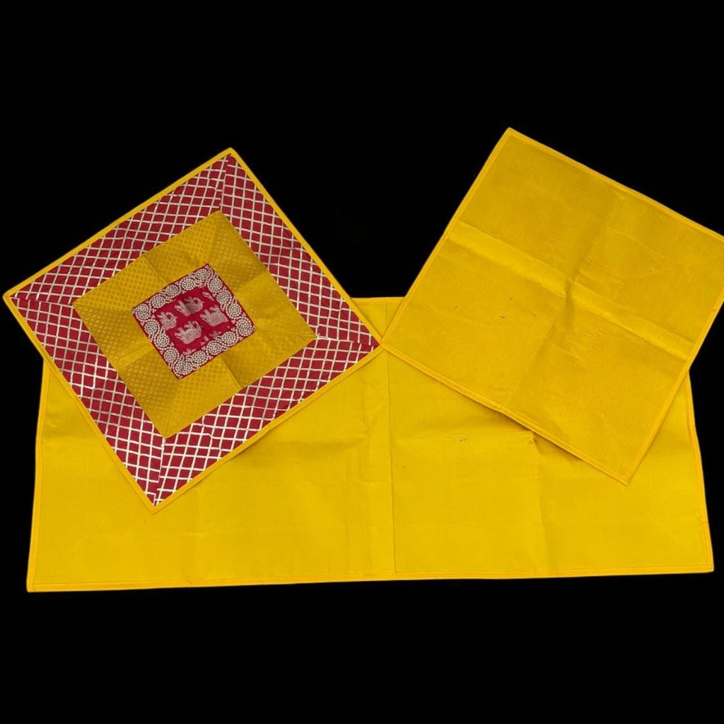 Silk Brocade Pooja Aasan Set - 54x24 Runner & Two 24x24 Mats
