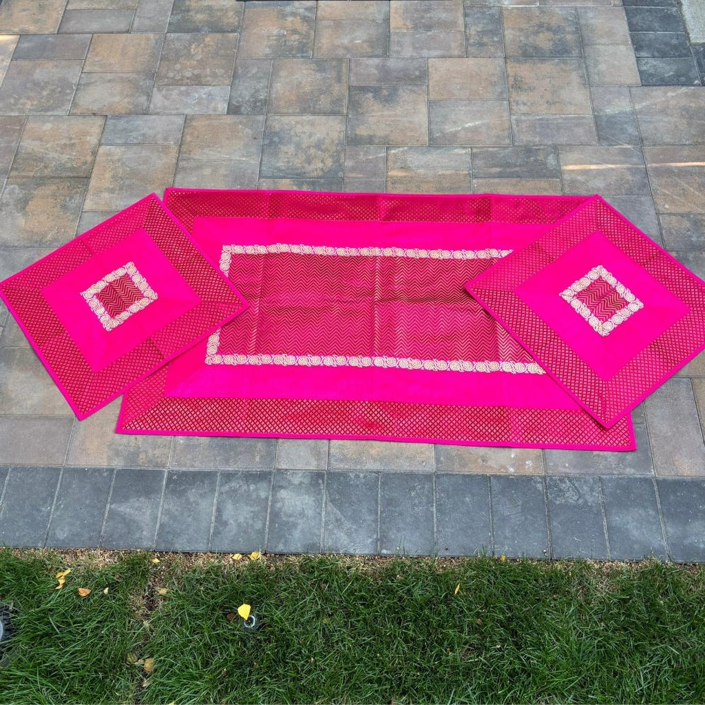 Banarasi Brocade Pooja Aasan Set - 54x36 Runner & Two Mats