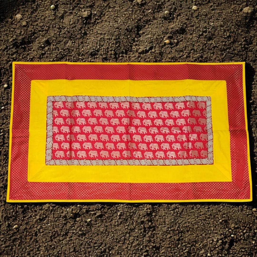 Banarasi Brocade Pooja Aasan Set - 54x36 Runner & Two Mats