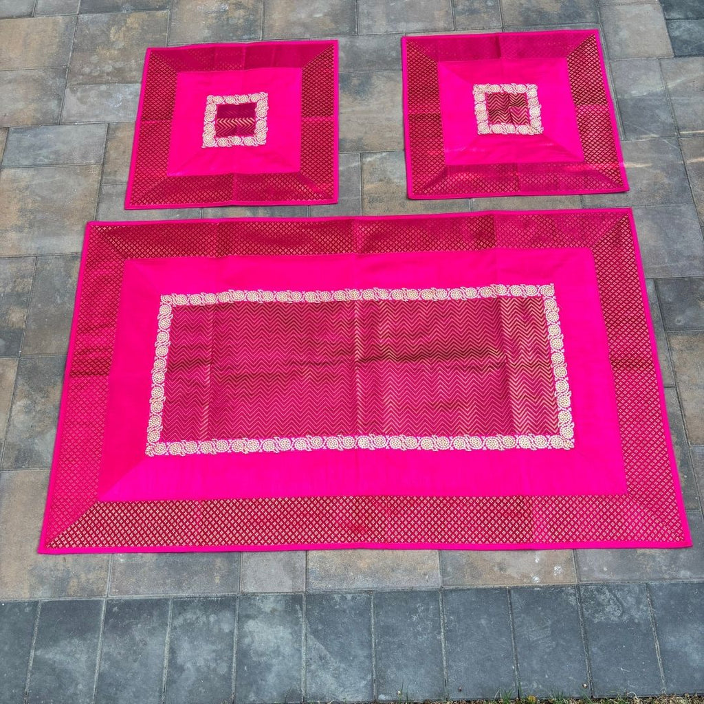 Banarasi Brocade Pooja Aasan Set - 54x36 Runner & Two Mats