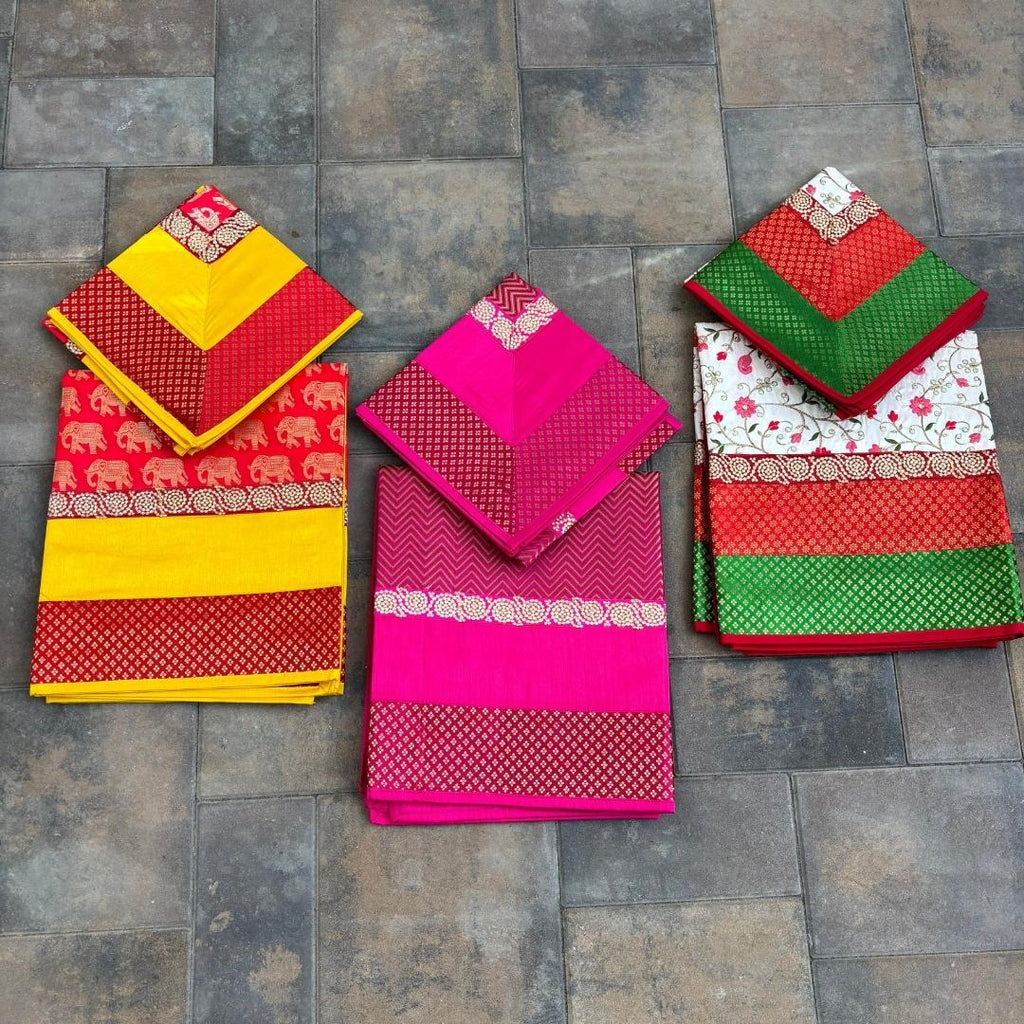Banarasi Brocade Pooja Aasan Set - 54x36 Runner & Two Mats