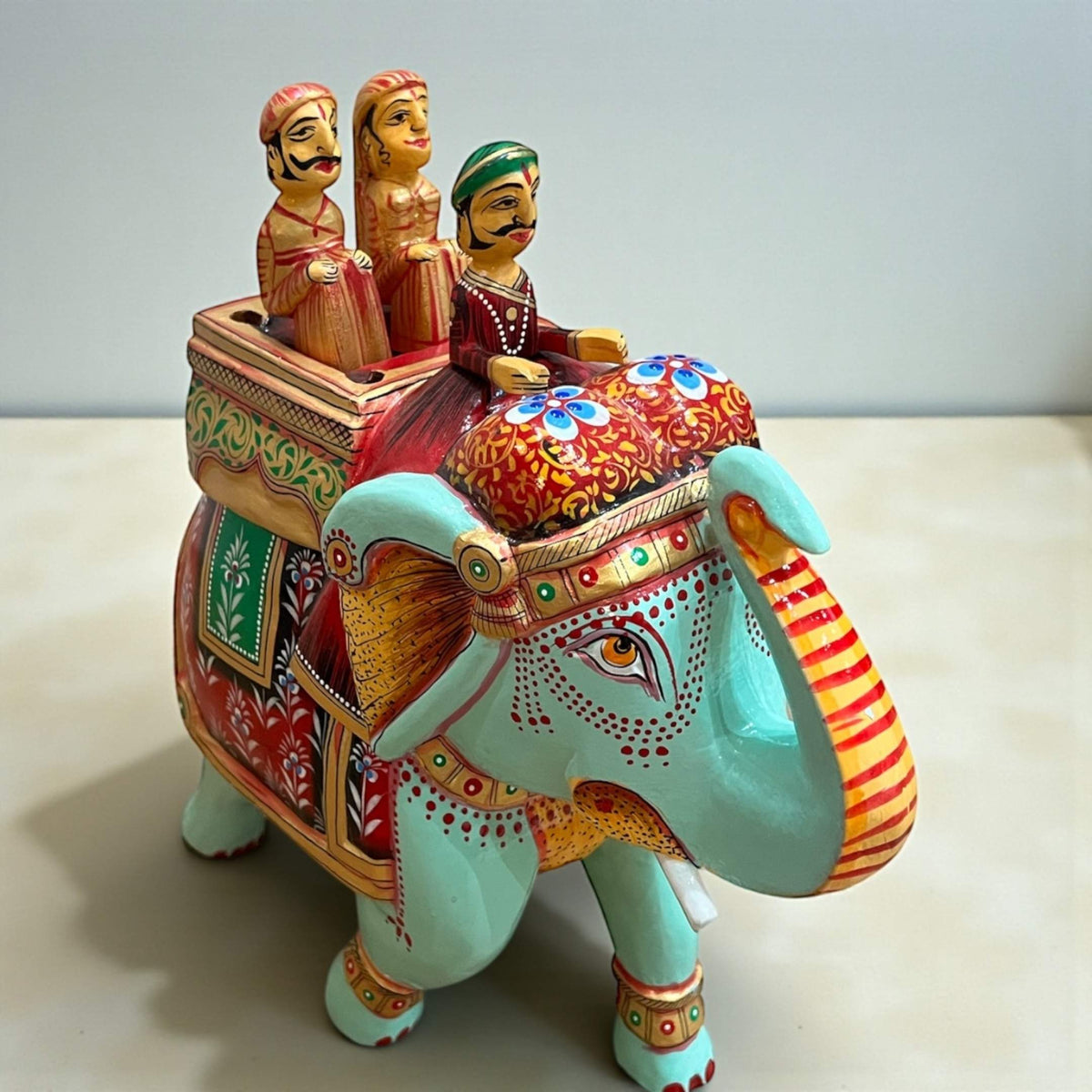 Ambabari Elephant Statue - 14-Inch Hand-Carved Mango Wood