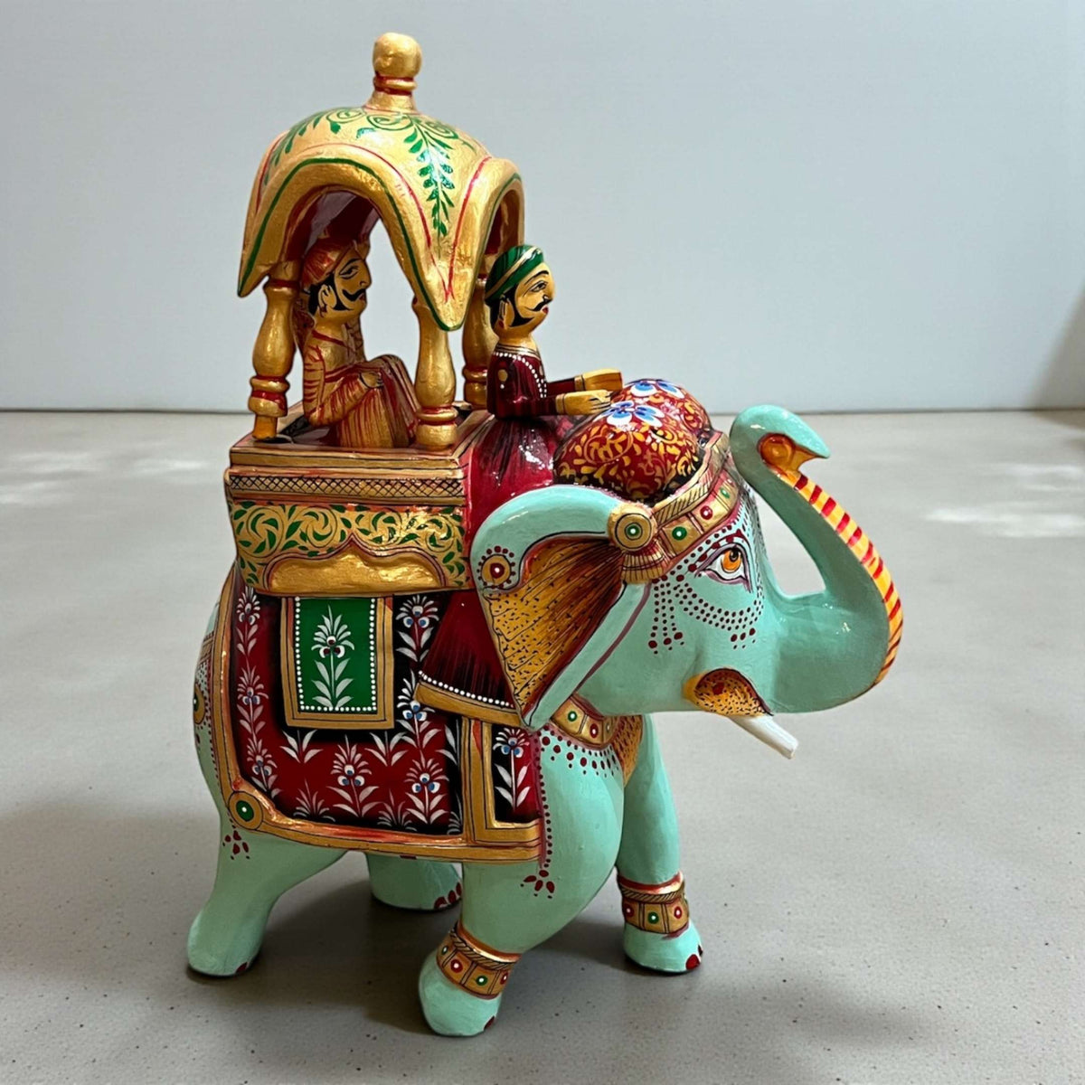 Ambabari Elephant Statue - 14-Inch Hand-Carved Mango Wood