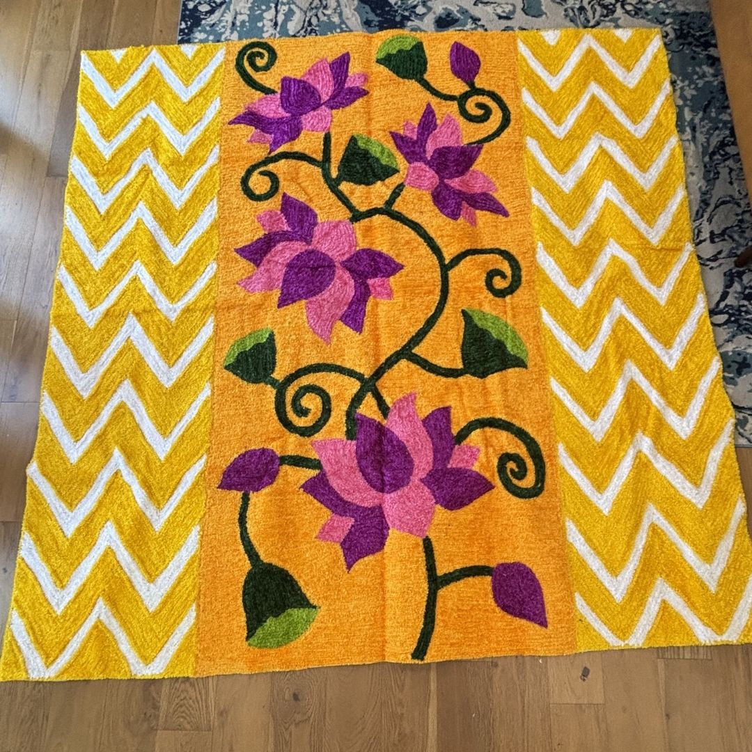 Wool Lotus Backdrop - 3-Panel Wedding & Pooja Backdrop, 5 Designs