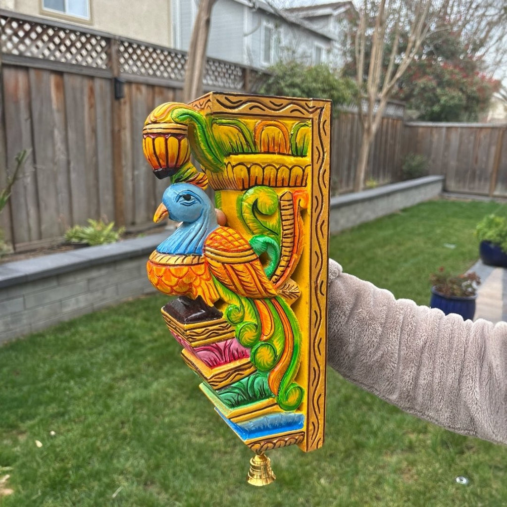 12-Inch Wall Corbel - Hand-Carved Peacock or Elephant Bracket