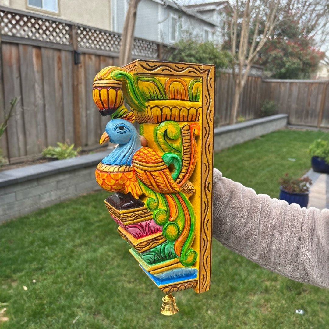 12-Inch Wall Corbel - Hand-Carved Peacock or Elephant Bracket