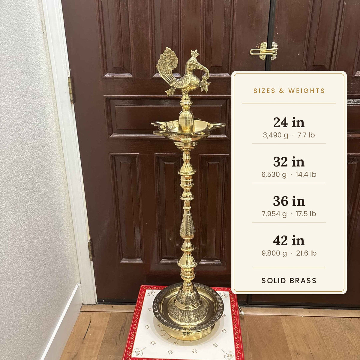 Brass Kuthu Vilakku Nilavilakku - Tall Samai Oil Lamp, 4 Sizes