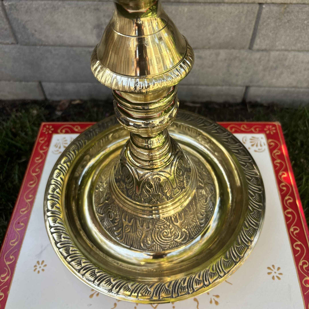 Brass Kuthu Vilakku Nilavilakku - Tall Samai Oil Lamp, 4 Sizes