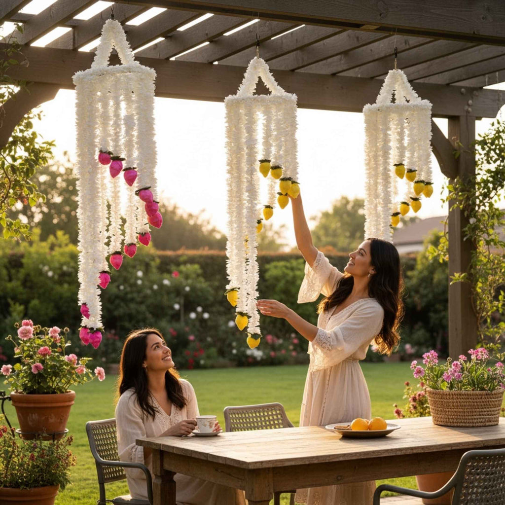 Jasmine Flower Chandelier Set of 3 - 4FT Hanging Floral Decor