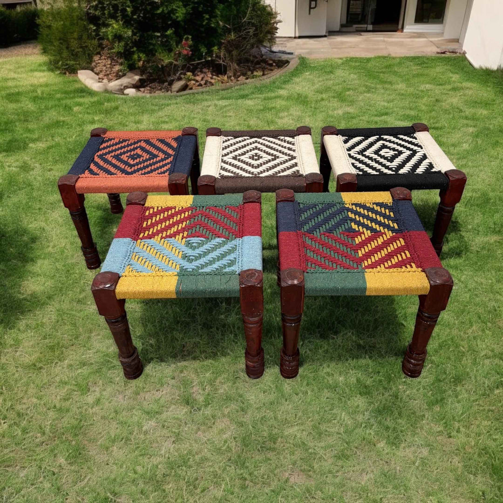 Charpai Rope Stool - Boho Dressing Stool, 9 Colors