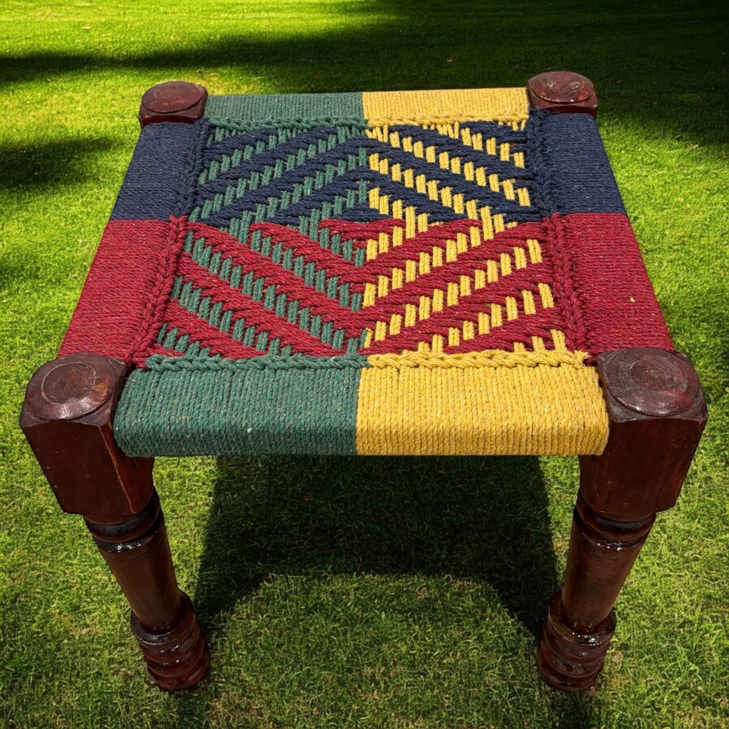 Charpai Bench & Stool - Handwoven Jute, Mango Wood