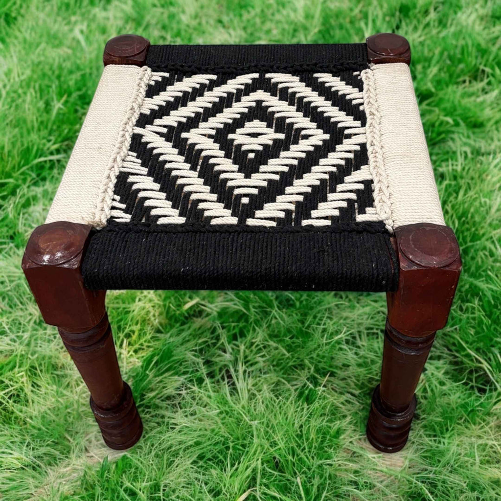 Charpai Rope Stool - Boho Dressing Stool, 9 Colors