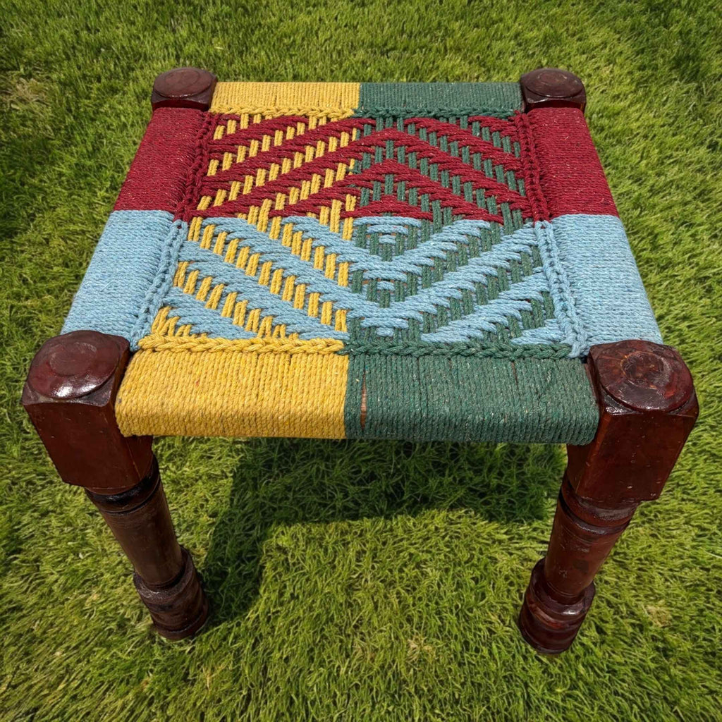 Charpai Rope Stool - Boho Dressing Stool, 9 Colors