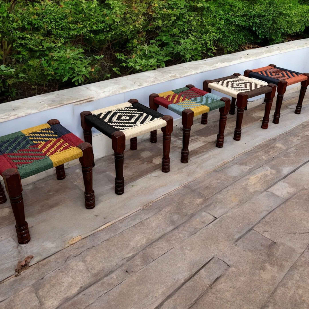 Charpai Rope Stool - Boho Dressing Stool, 9 Colors