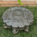 22” Antique Silver Swan Leg Mandala Chowki – Luxury Wedding & Event Pedestal