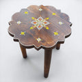 18 Inch Mango Wood Stool - Boho Plant Stand & Side Table