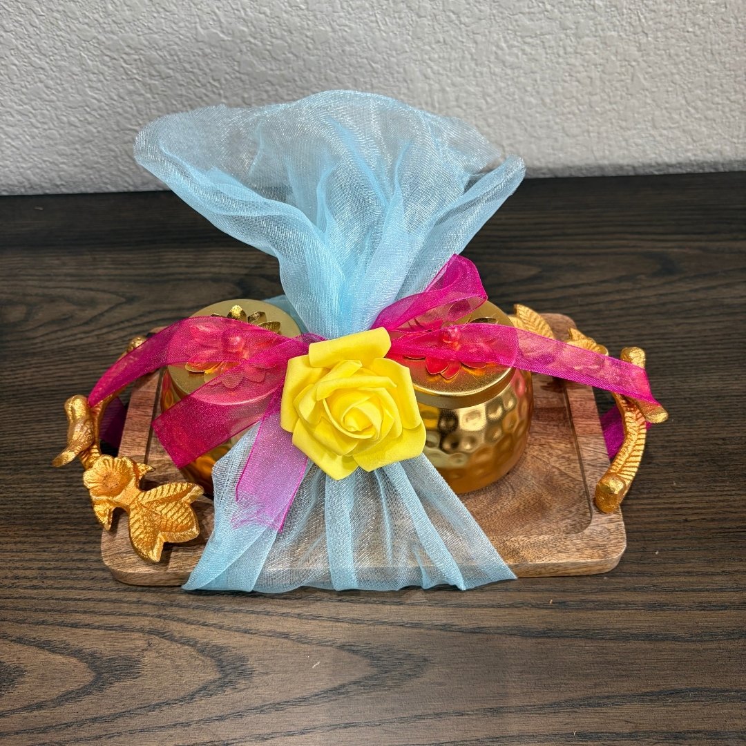 Copper-Tone Gift Set - Jar Hamper with Tray or Set of 6 Boxes
