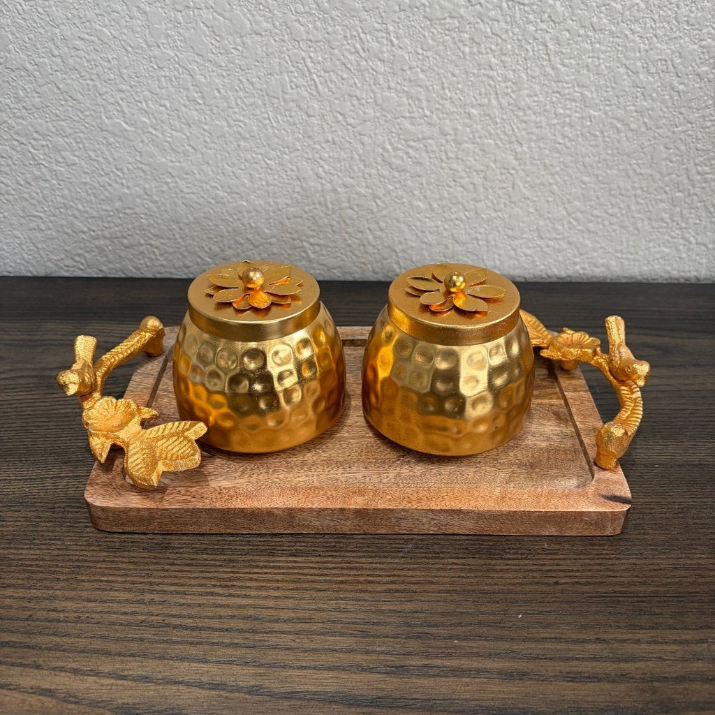 Copper-Tone Gift Set - Jar Hamper with Tray or Set of 6 Boxes
