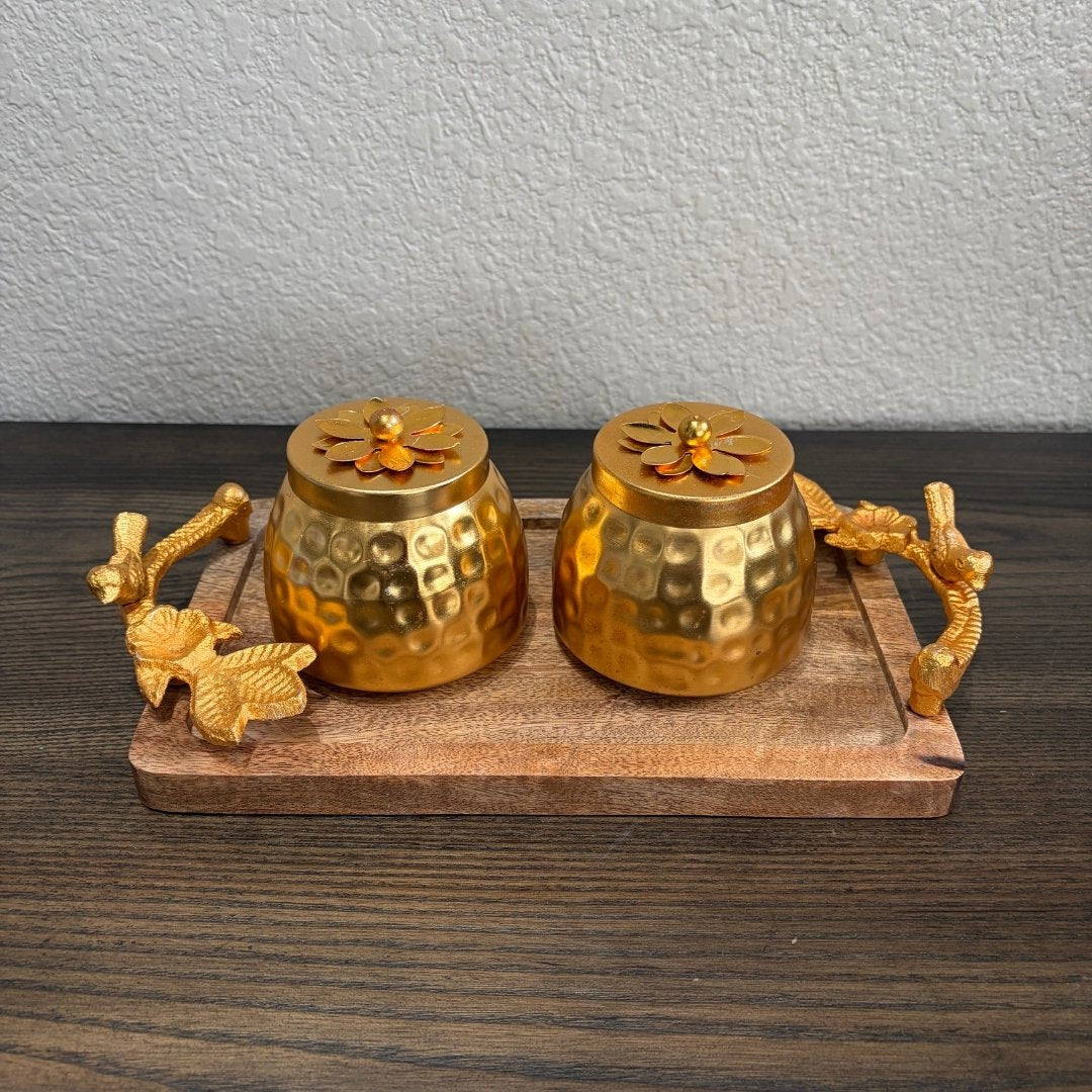 Copper-Tone Gift Set - Jar Hamper with Tray or Set of 6 Boxes