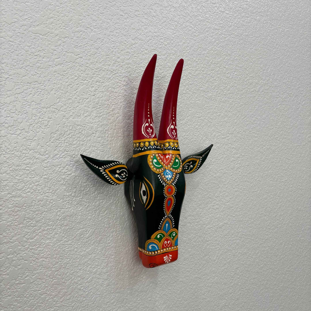 Hand-Painted Nandi Head Wall Sculpture – 6 Rustic Colours