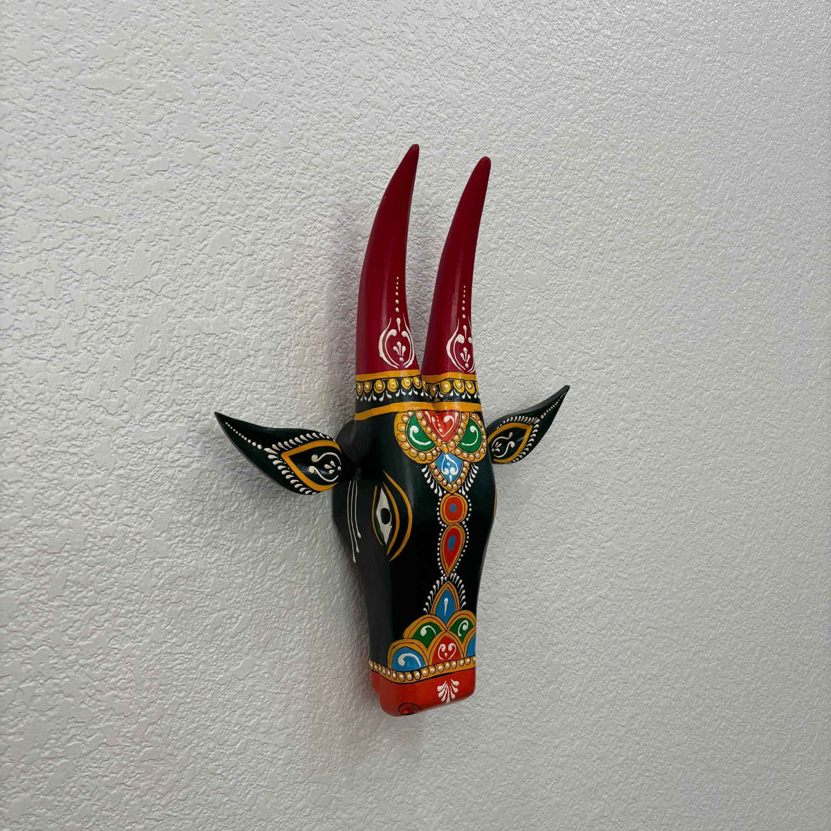 Hand-Painted Nandi Head Wall Sculpture – 6 Rustic Colours