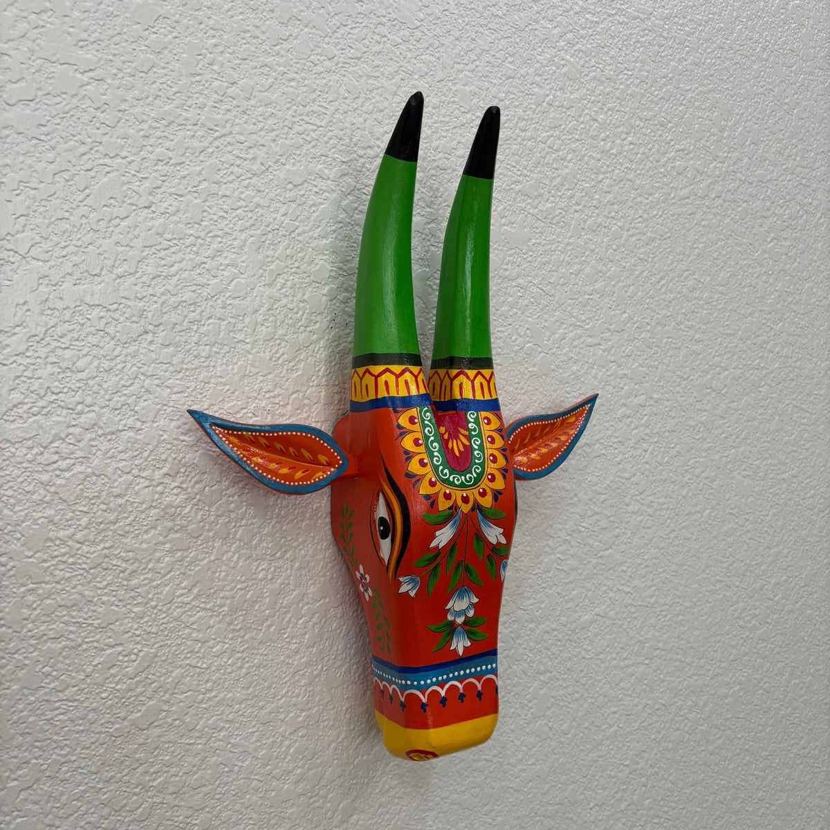 Hand-Painted Nandi Head Wall Sculpture – 6 Rustic Colours