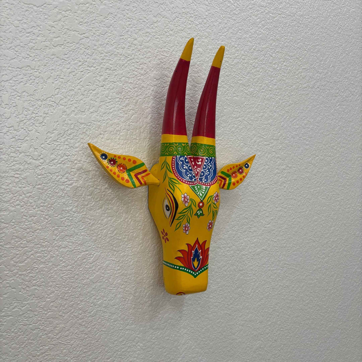 Hand-Painted Nandi Head Wall Sculpture – 6 Rustic Colours