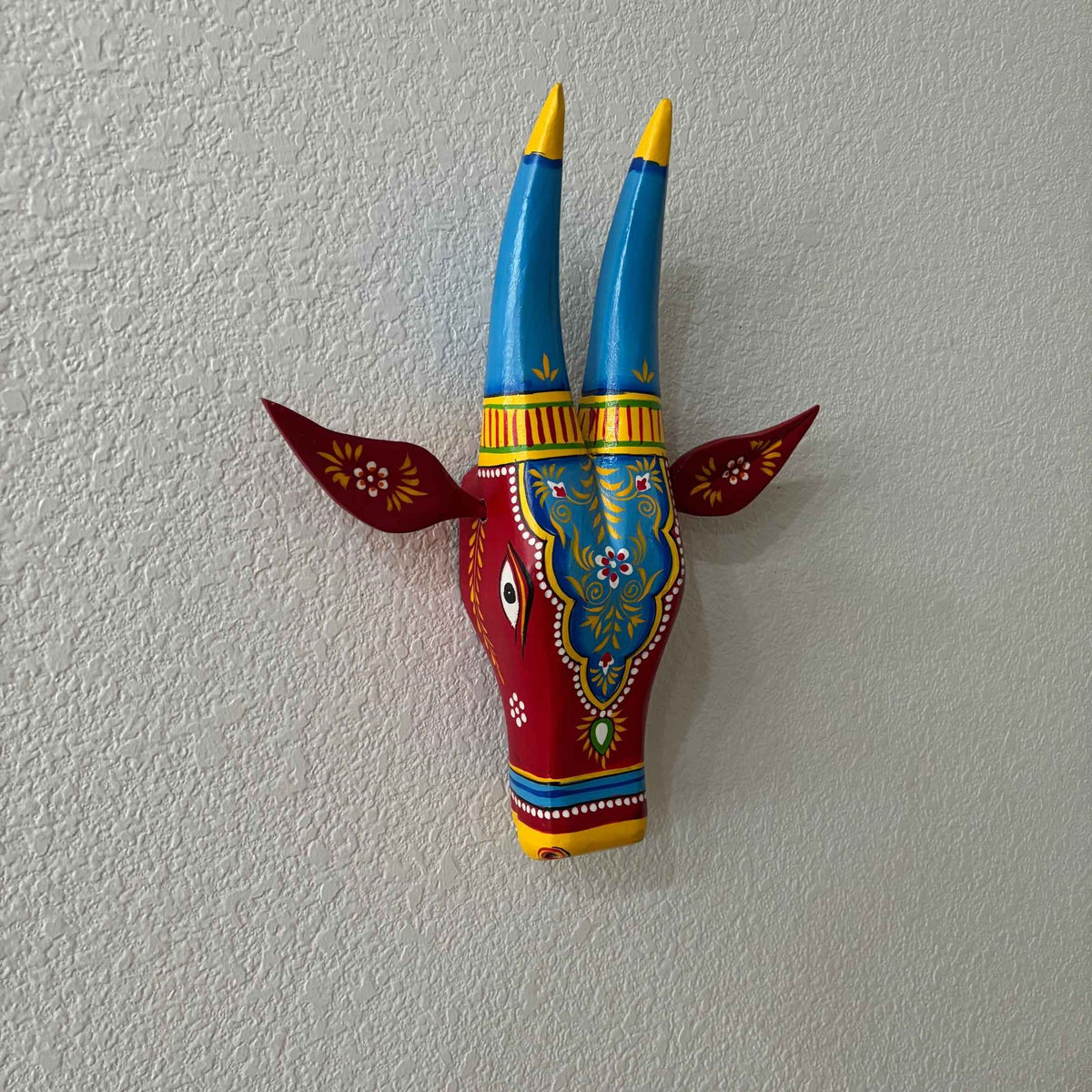 Hand-Painted Nandi Head Wall Sculpture – 6 Rustic Colours