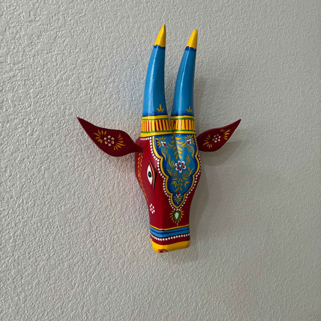 Hand-Painted Nandi Head Wall Sculpture – 6 Rustic Colours