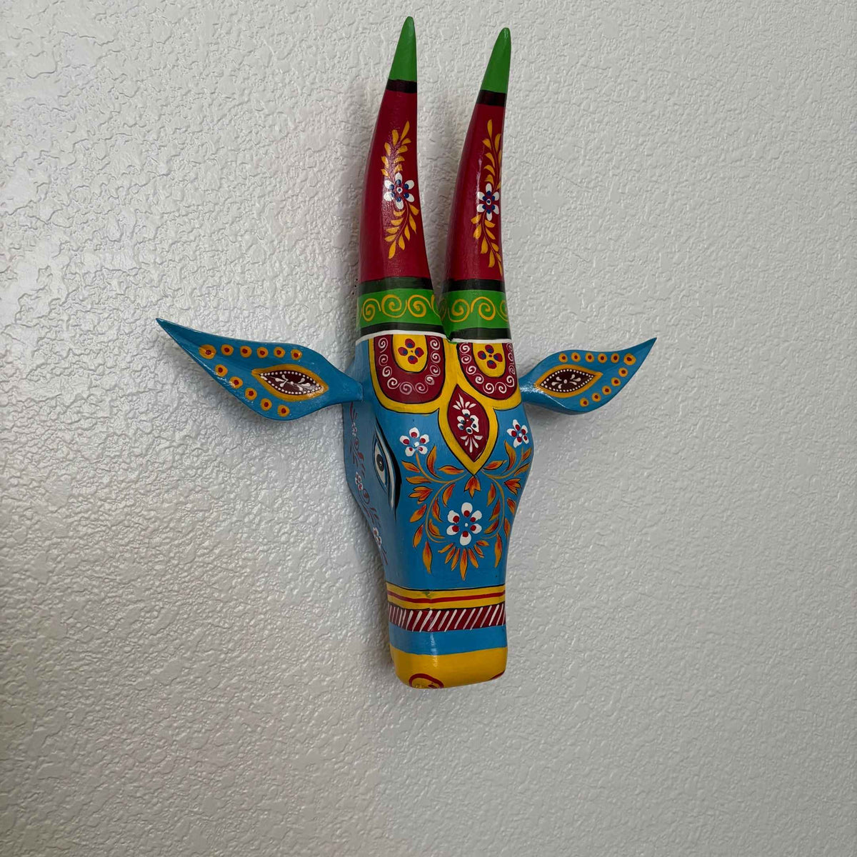 Hand-Painted Nandi Head Wall Sculpture – 6 Rustic Colours