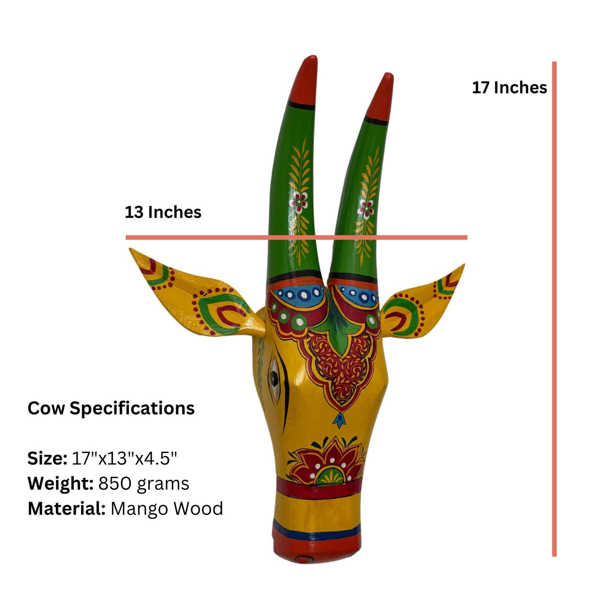 Wooden Nandi Cow Head Wall Hanging – 5 Earthy Colours