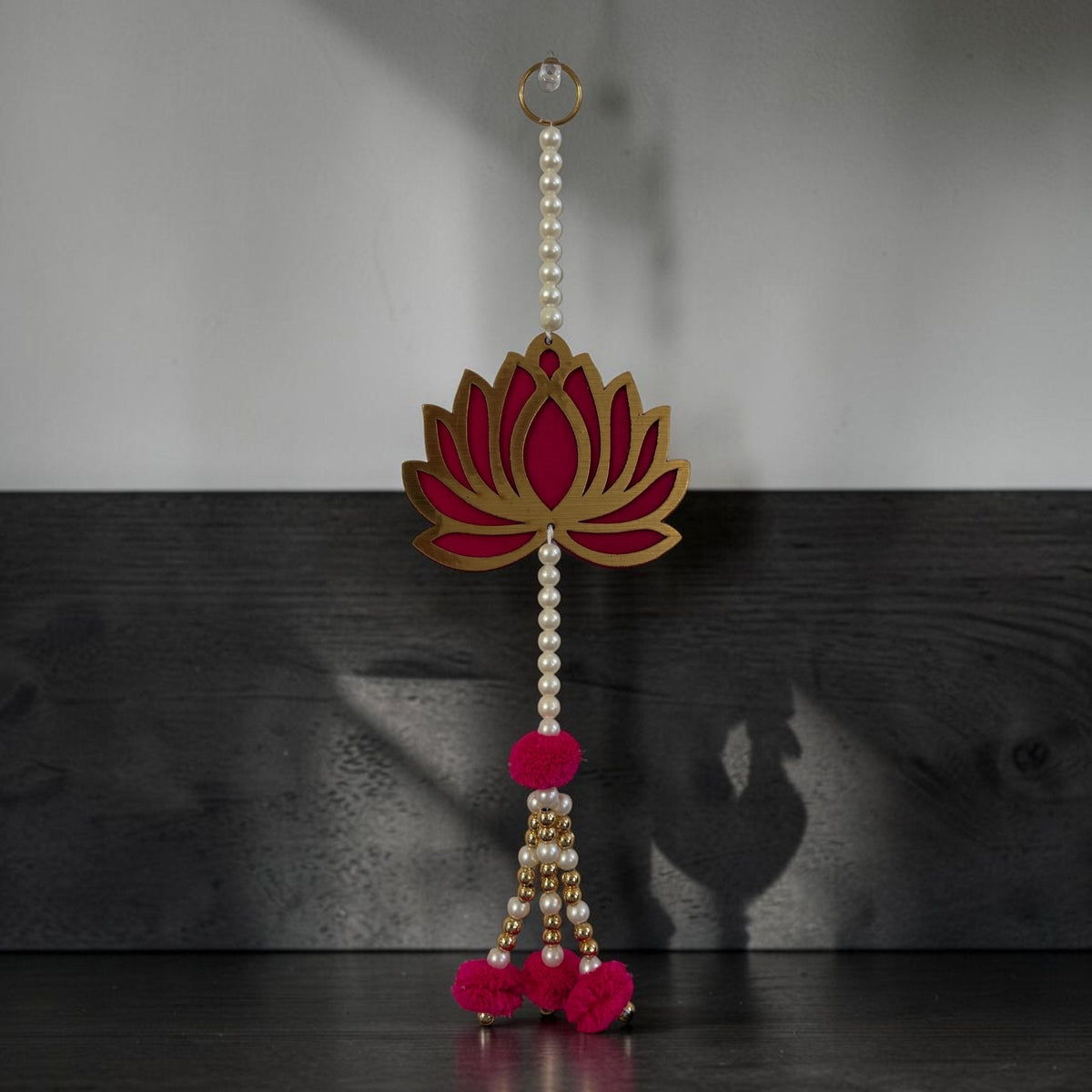 Lotus and Diya Dangler Strings Set of 10 - MDF Pearl Hangings