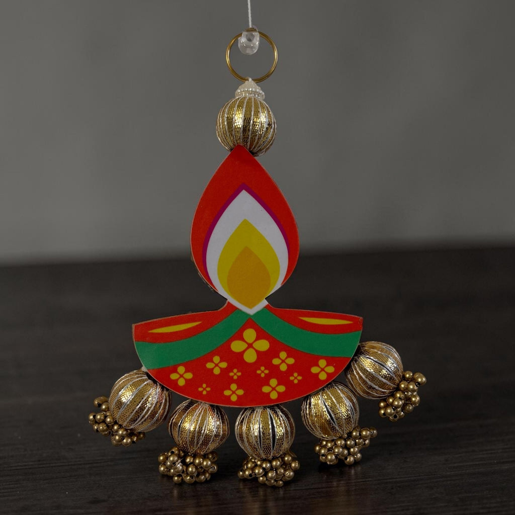 Lotus and Diya Dangler Strings Set of 10 - MDF Pearl Hangings